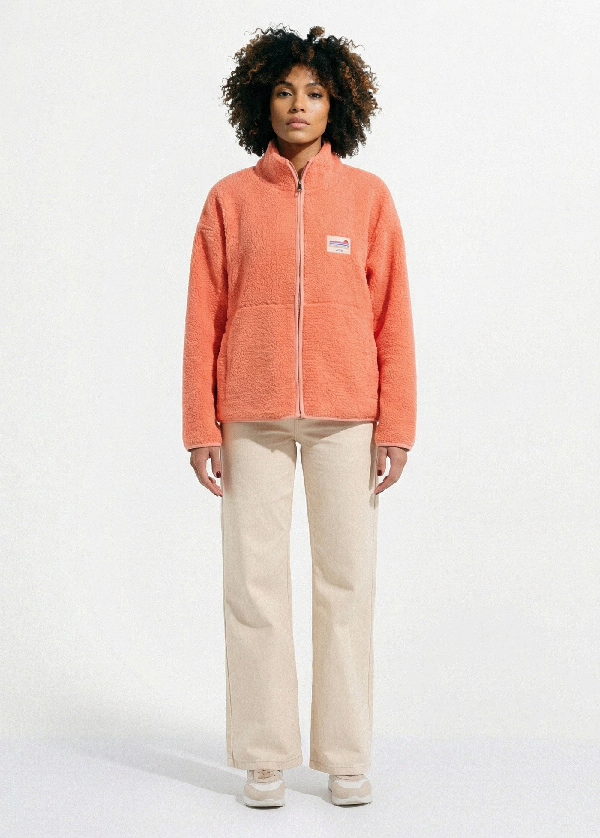 Gilet_zippé_chaud_polaire,_col_montant_Orange_SF1_slim