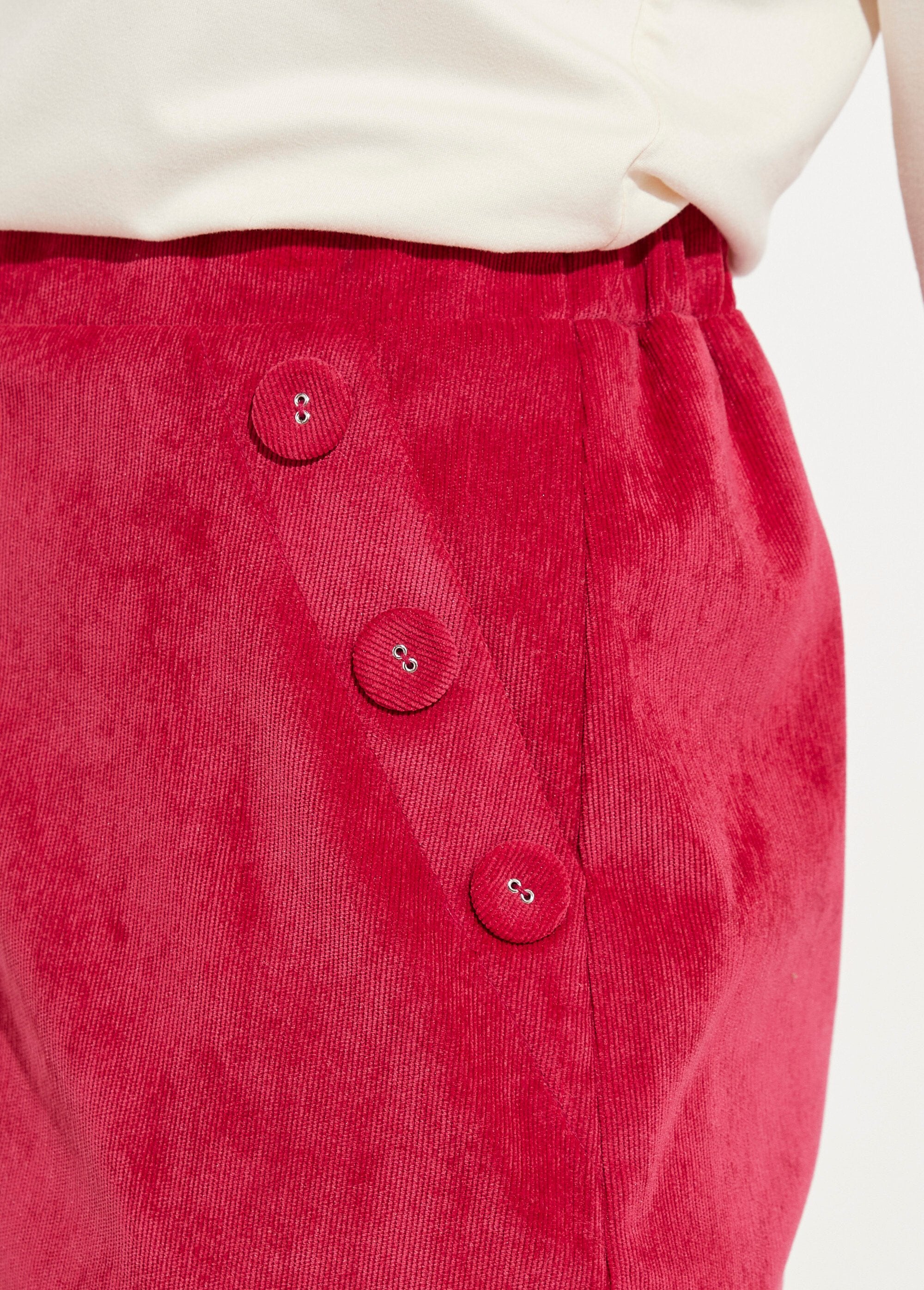 Short,_straight_corduroy_skirt_with_a_semi-elasticated_waistband_Red_DE1_slim