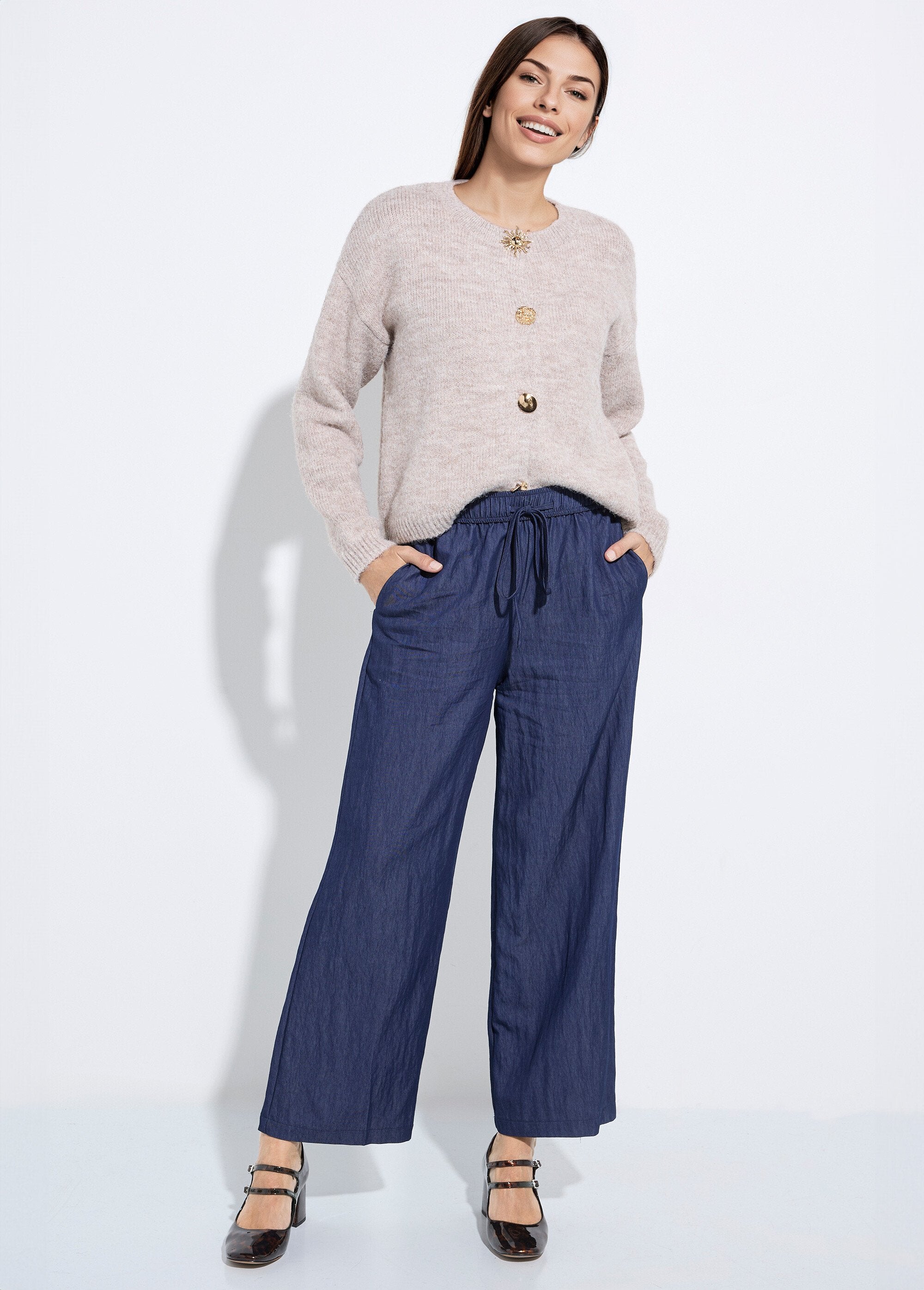 Plain_twill_elasticated_flowing_pants_Blue_SF1_slim