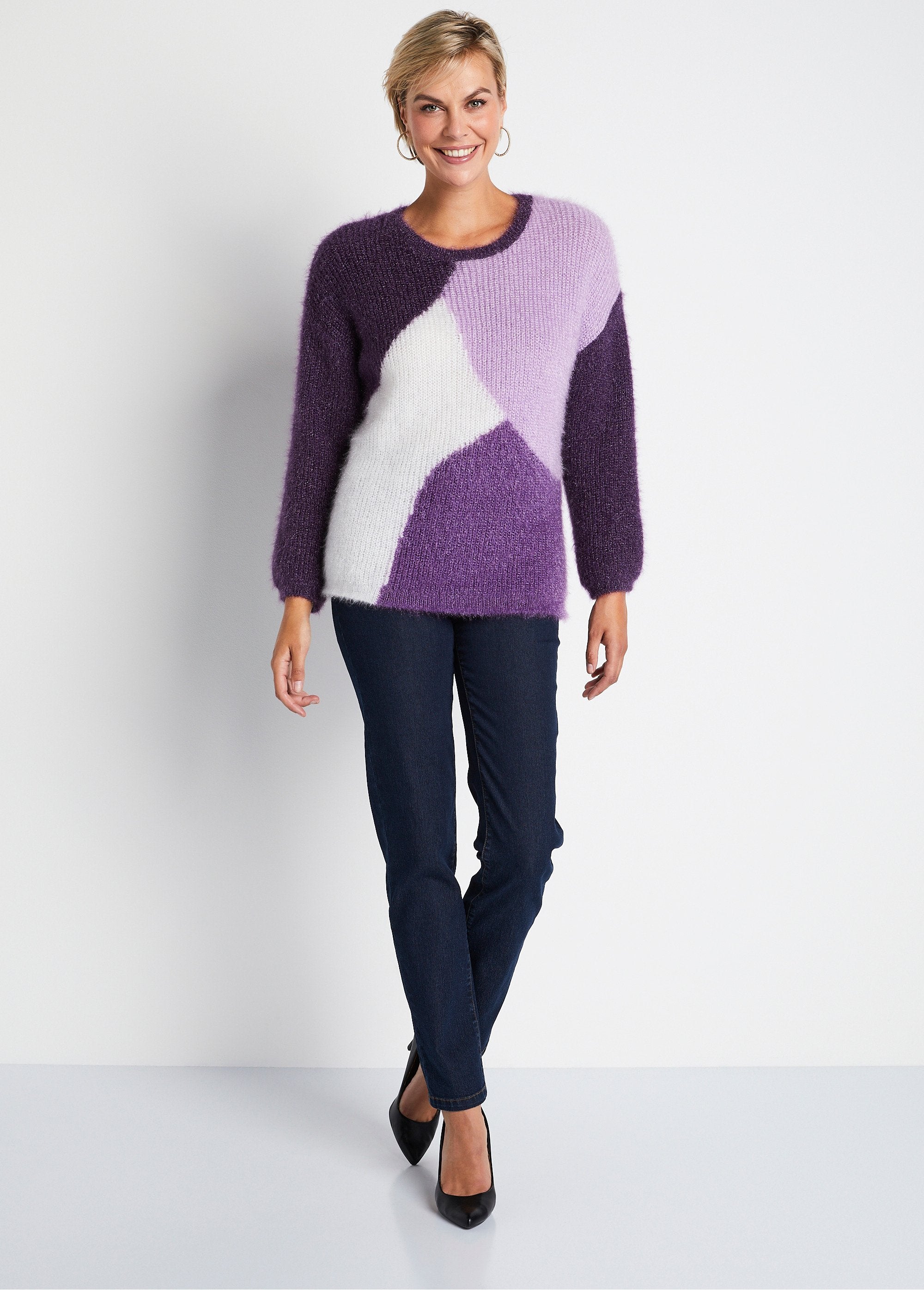 Soft_colorblock_hairy_knit_sweater_Blackcurrant_and_ecru_SF1_slim