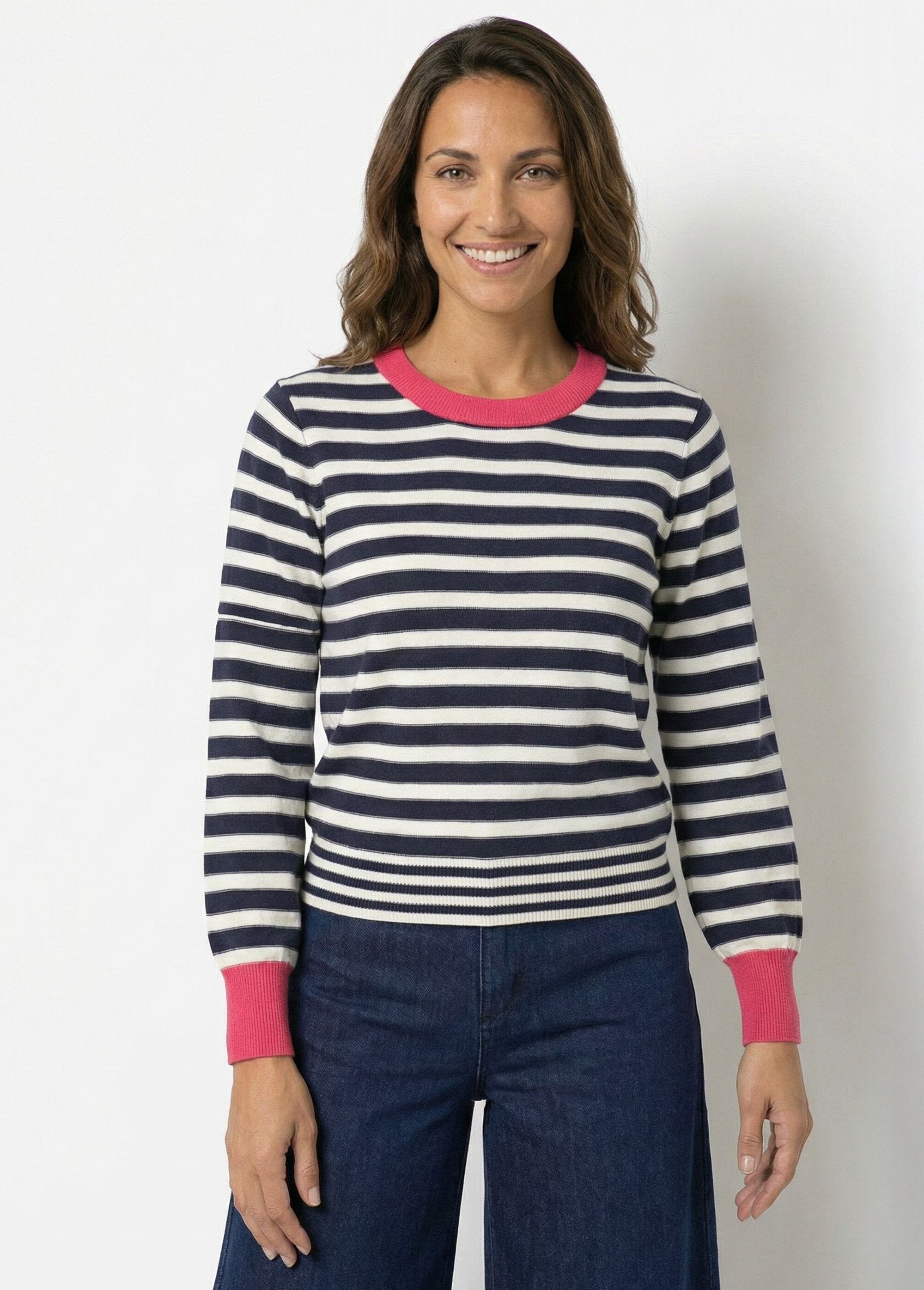 Pull_rayé_fantaisie_à_manches_longues_Marine_et_ecru_FA1_slim