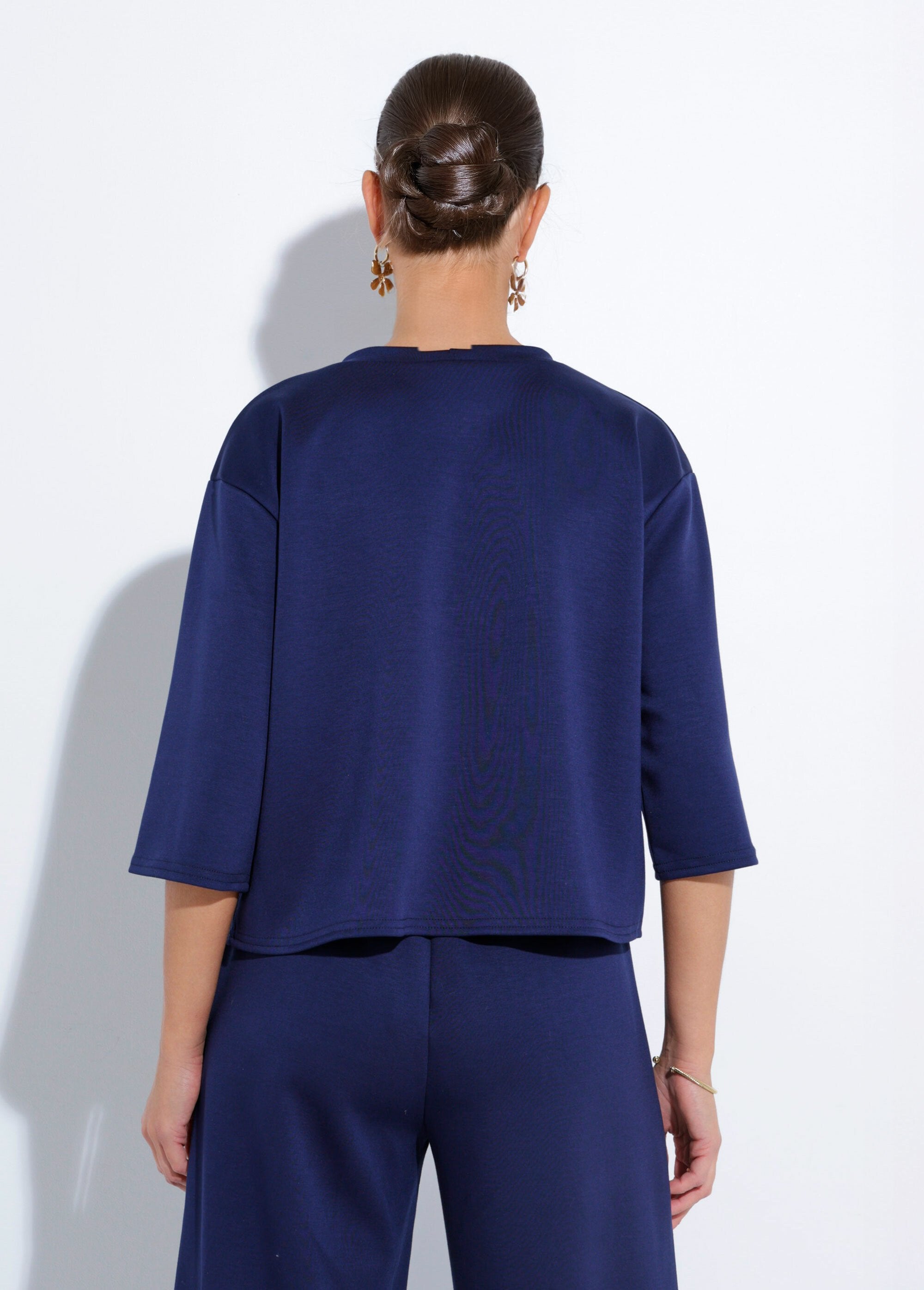 Comfort_fit_sweatshirt_with_3/4_sleeves_Marine_DO1_slim