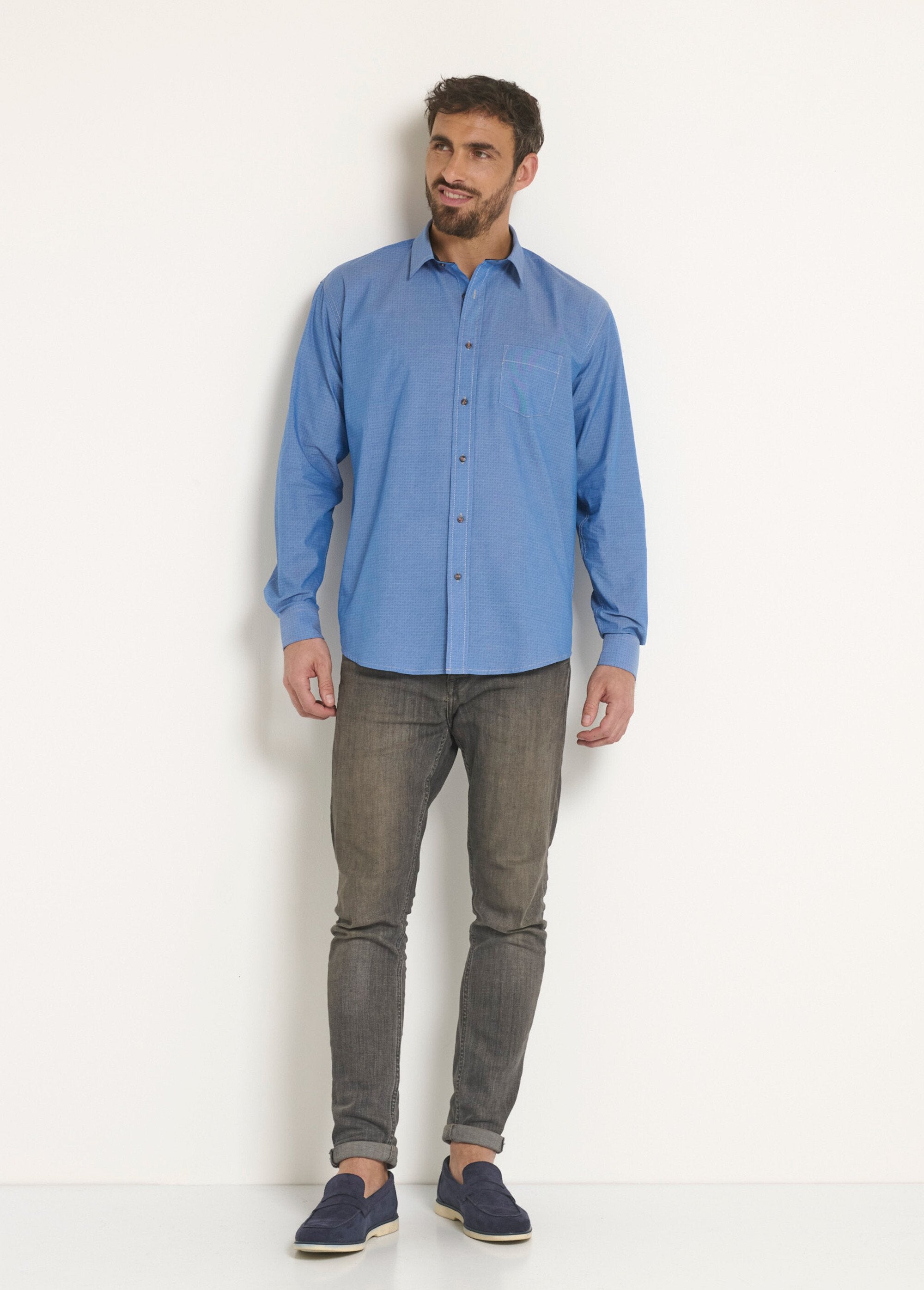 Printed_chambray_cotton_shirt_Blue_SF1_slim