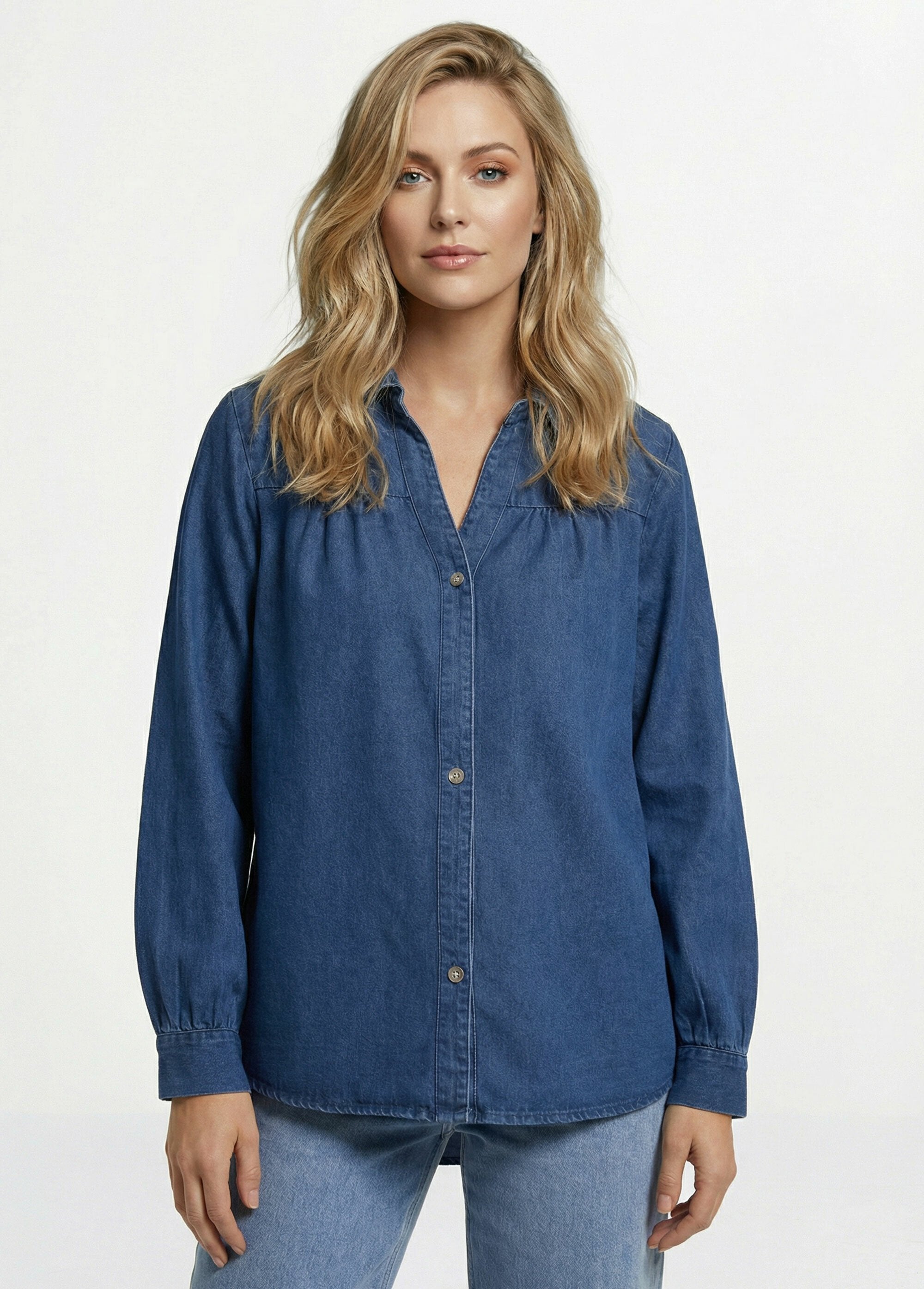 Bohemian_pleated_denim_shirt_Blue_stone_FA1_slim