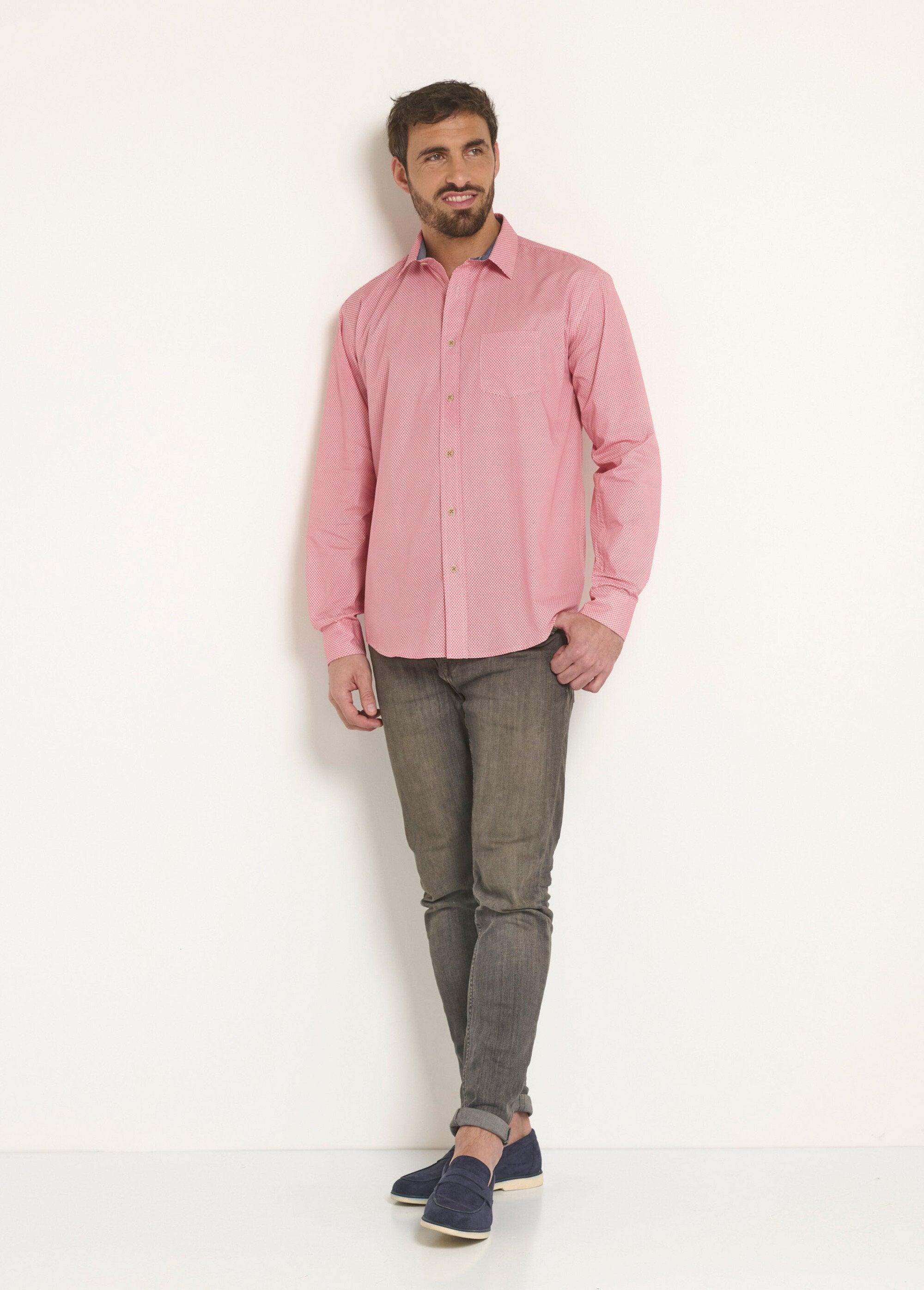 Long_sleeved_faux_plain_shirt_Red_SF1_slim