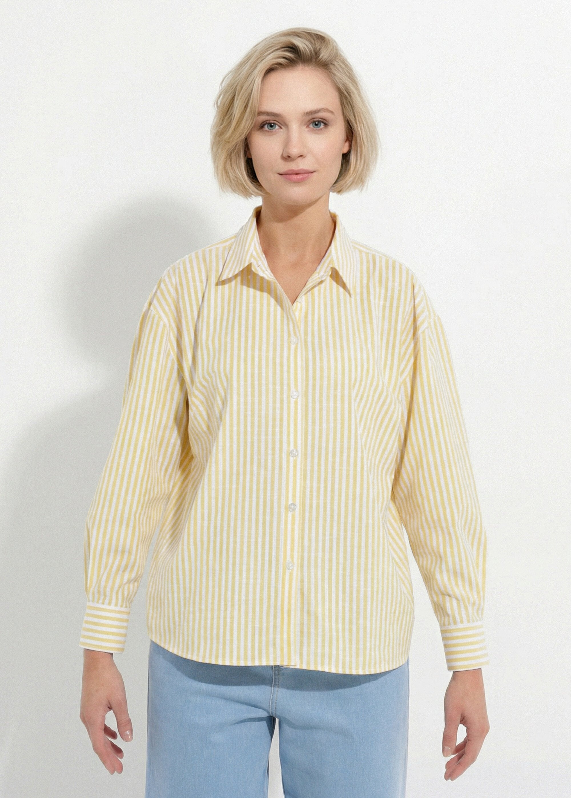 Striped_button-front_blouse_with_dyed_yarn_and_long_sleeves_Yellow_and_white_FA1_slim