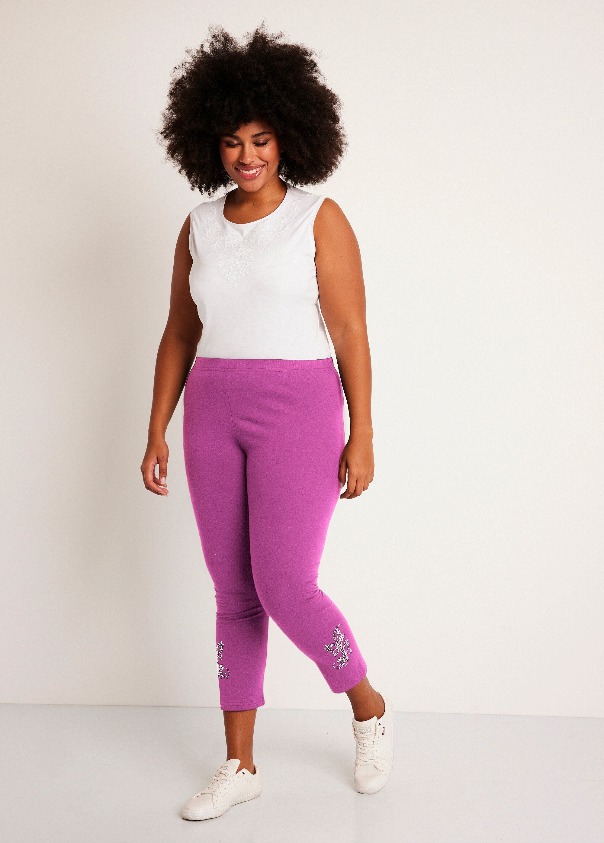 Short_plain_leggings_with_elasticated_waistband_Fuchsia_SF1_curvy