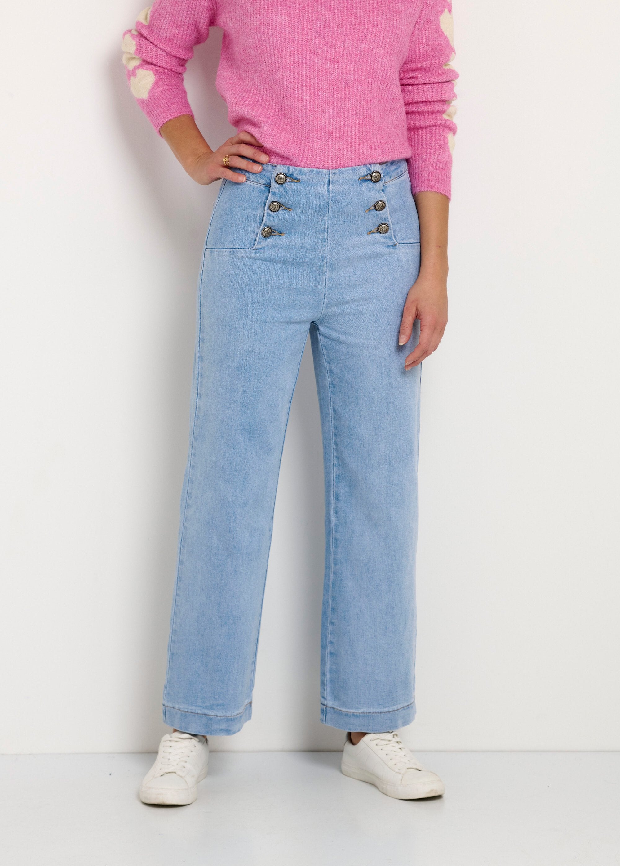 Pantalon_à_pont_en_jean_coupe_flare_Bleached_FA1_slim