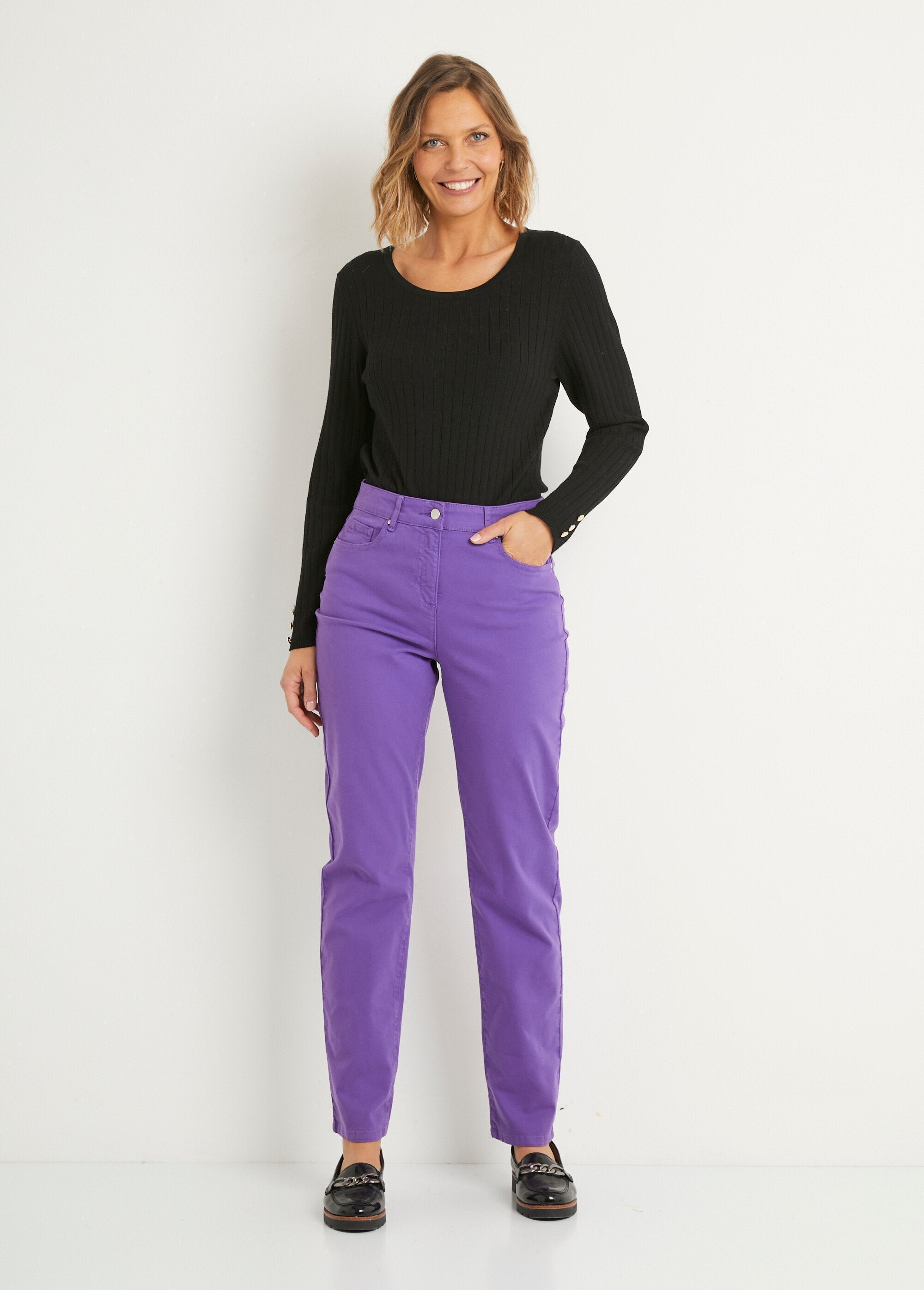 Straight-leg_5-pocket_stretch_cotton_pants_Purple_SF1_slim