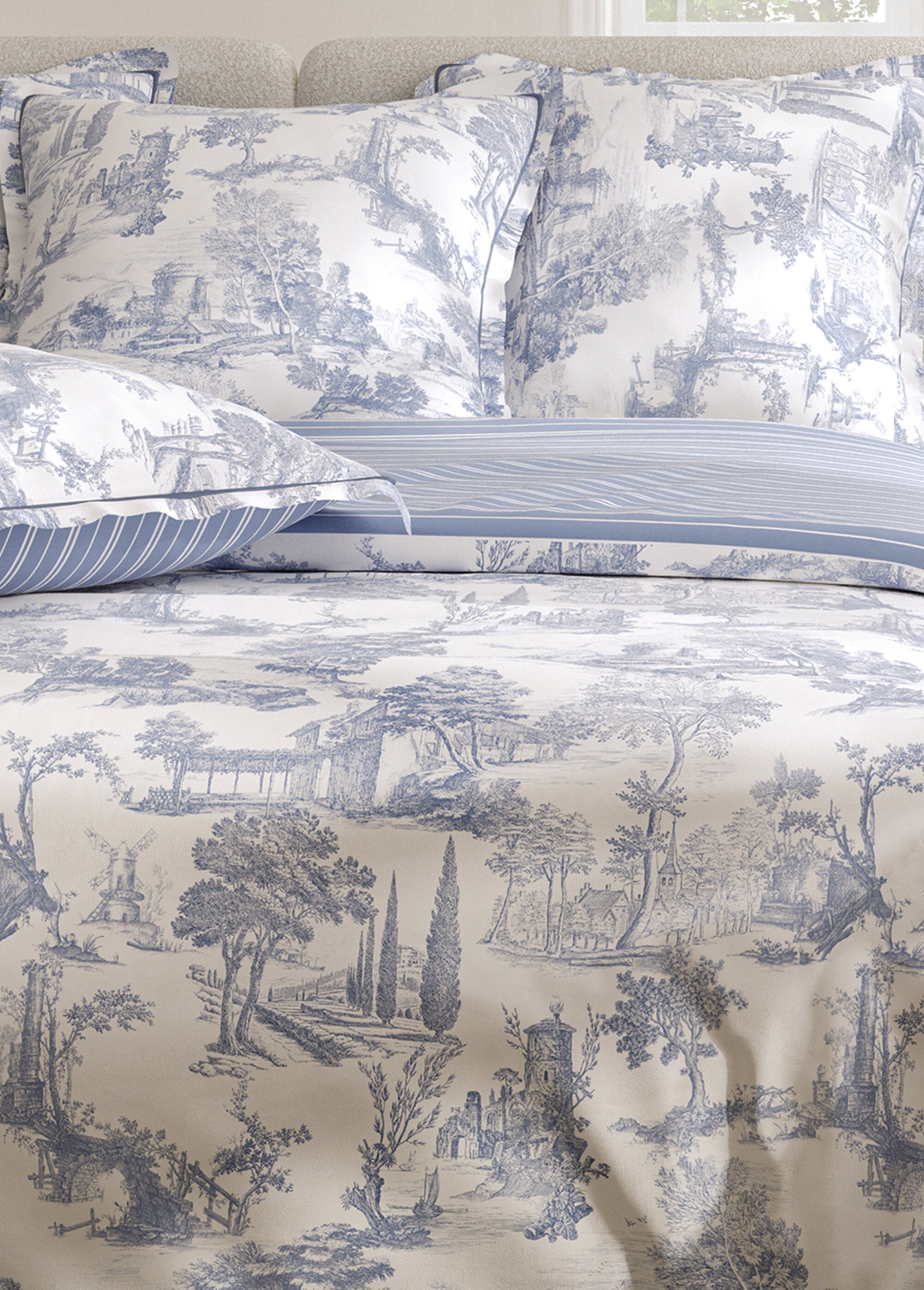 Parure_de_lit_3_pièces_percale_avec_housse_de_couette,_cyprès_Bleu_DE3_slim