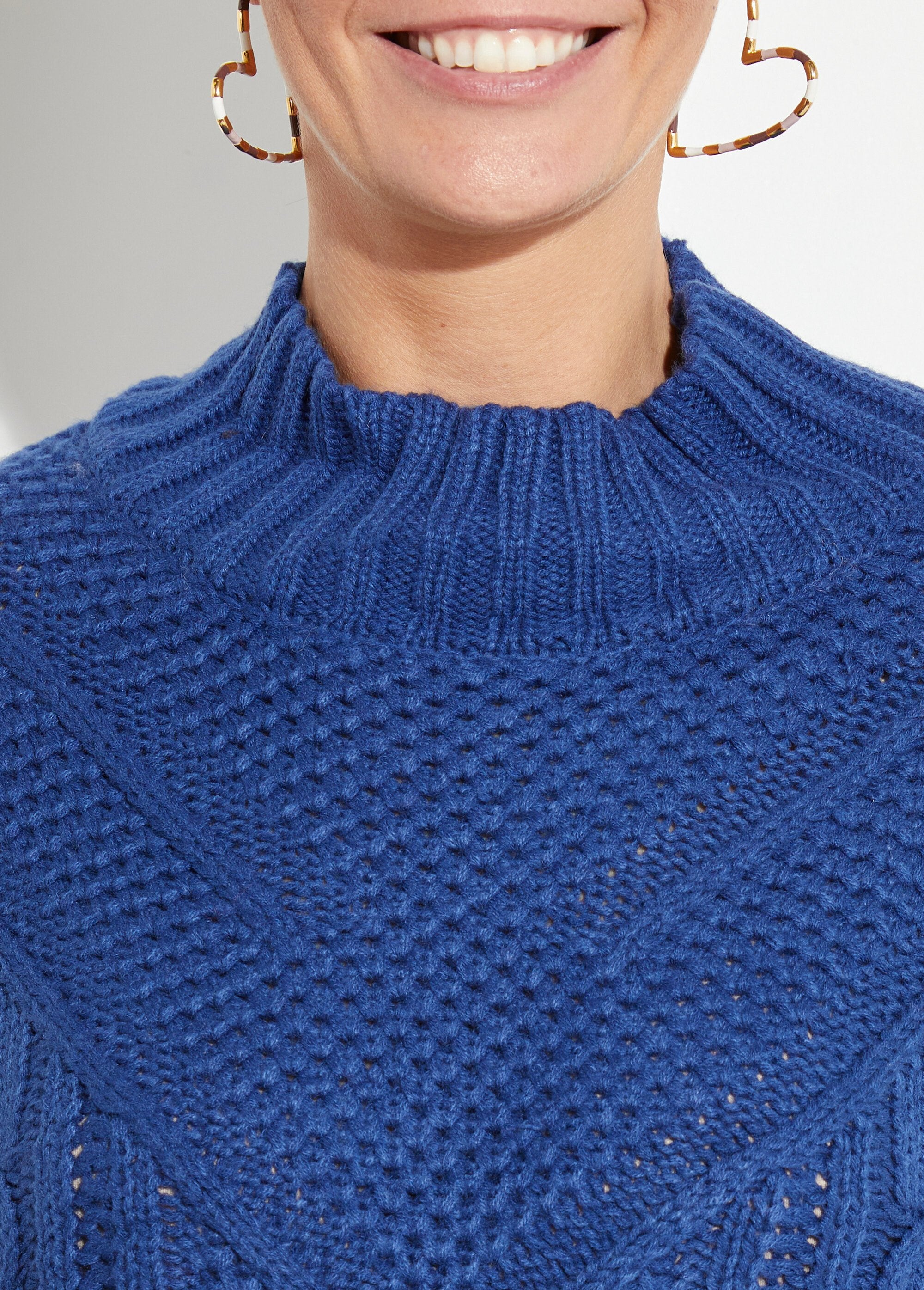 Pull_col_montant,_jeux_maille_fantaisie_Bleu_DE1_slim