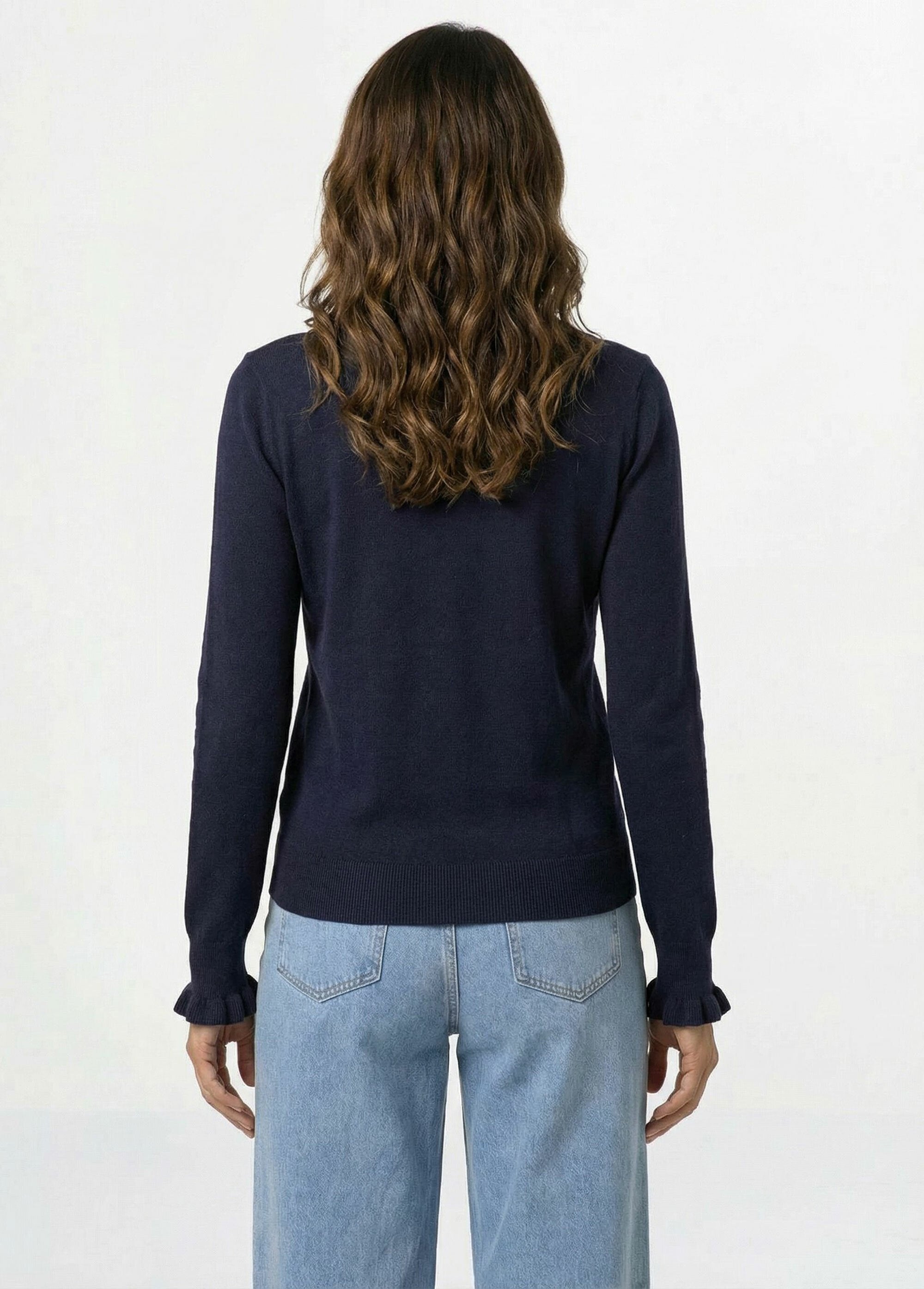 High-neck_pleated_sweater_with_dotted_Swiss_knit_Marine_DO1_slim