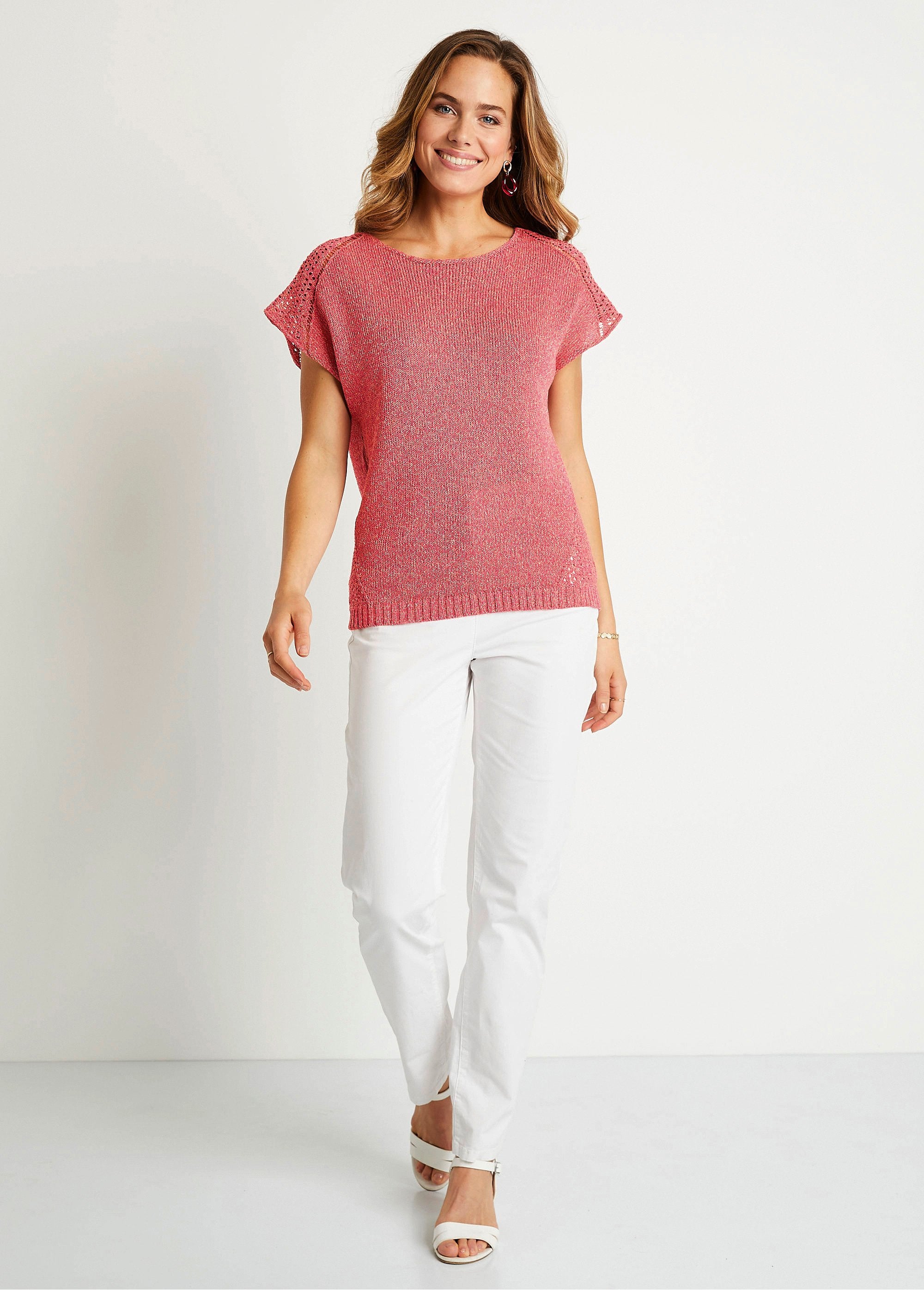 Fine_openwork_short-sleeved_sweater_Fuchsia_SF1_slim