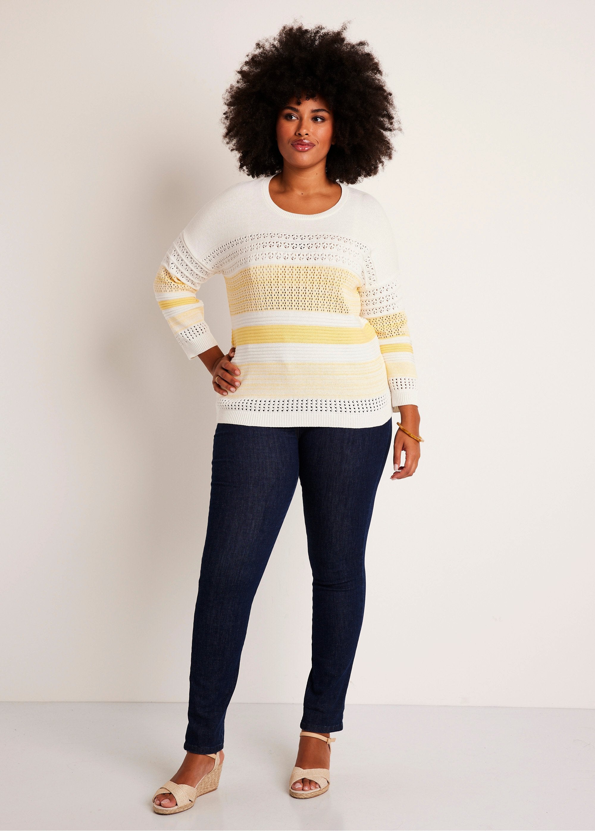 3/4_sleeve_openwork_cotton_blend_sweater_Vanilla_SF1_curvy