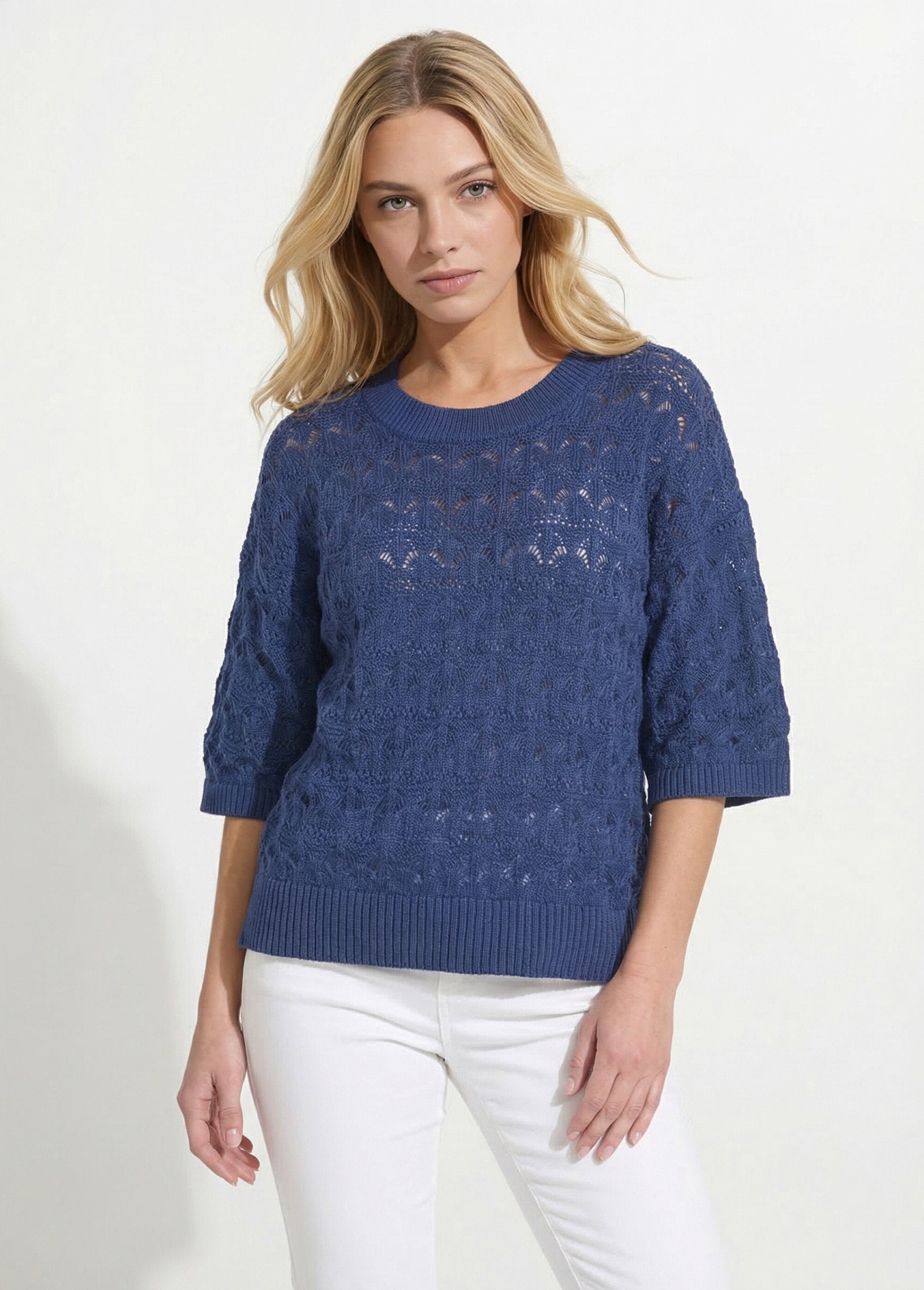 Short-sleeved_openwork_knit_sweater_Indigo_FA1_slim