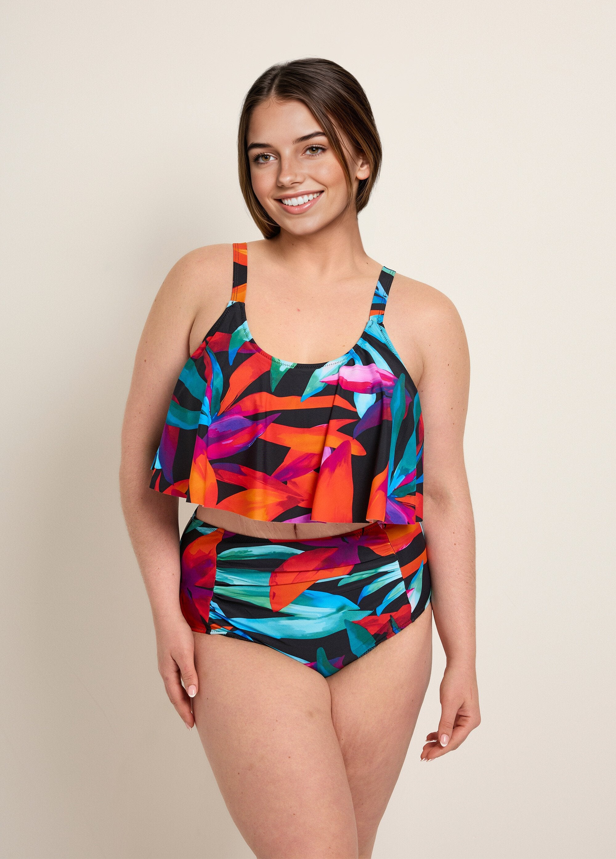 2-piece_tankini_with_ruffles_and_leaf_pattern_Black_multicolor_FA1_curvy