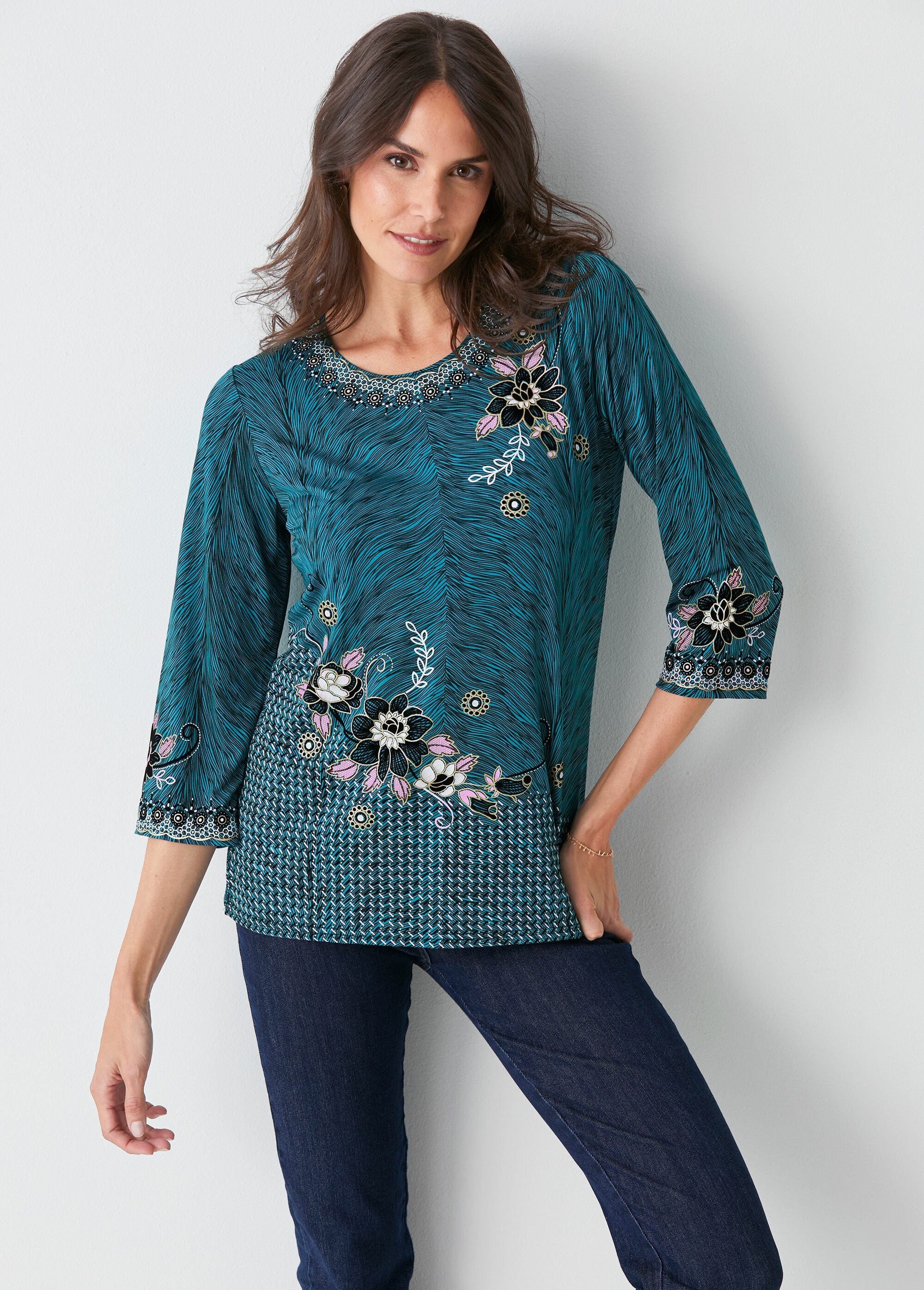 Long_fancy_3/4_sleeve_t-shirt_Emerald_FA1_slim