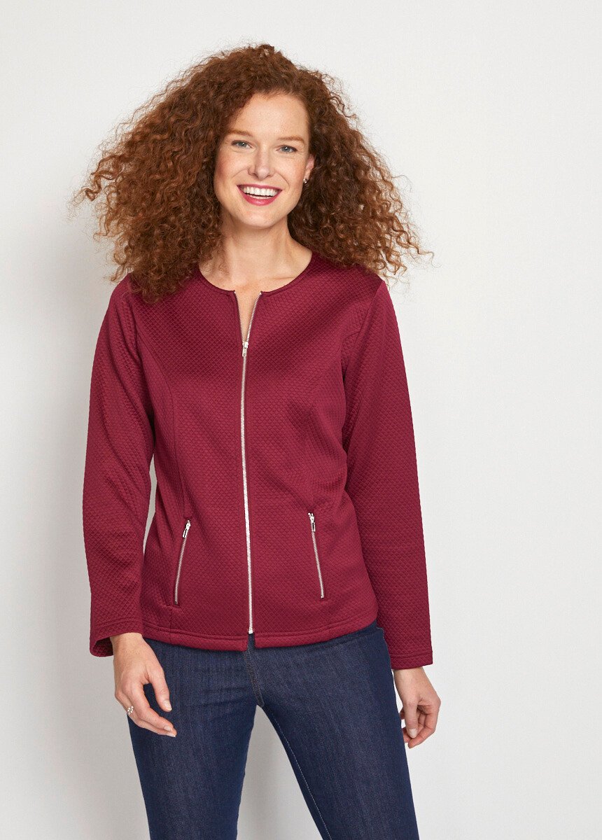 Collarless_fitted_jacket_Plum_FA1_slim